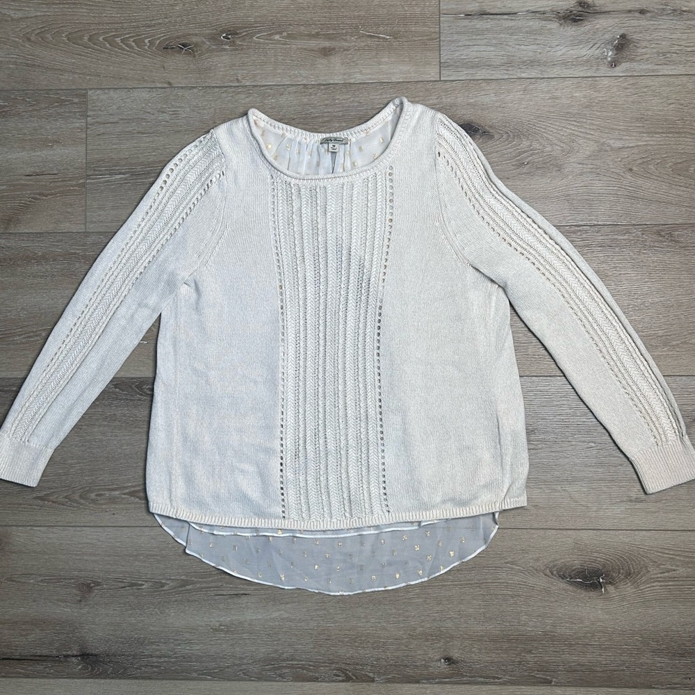 Lucky Brand Cream and Gold Crewneck Sweater